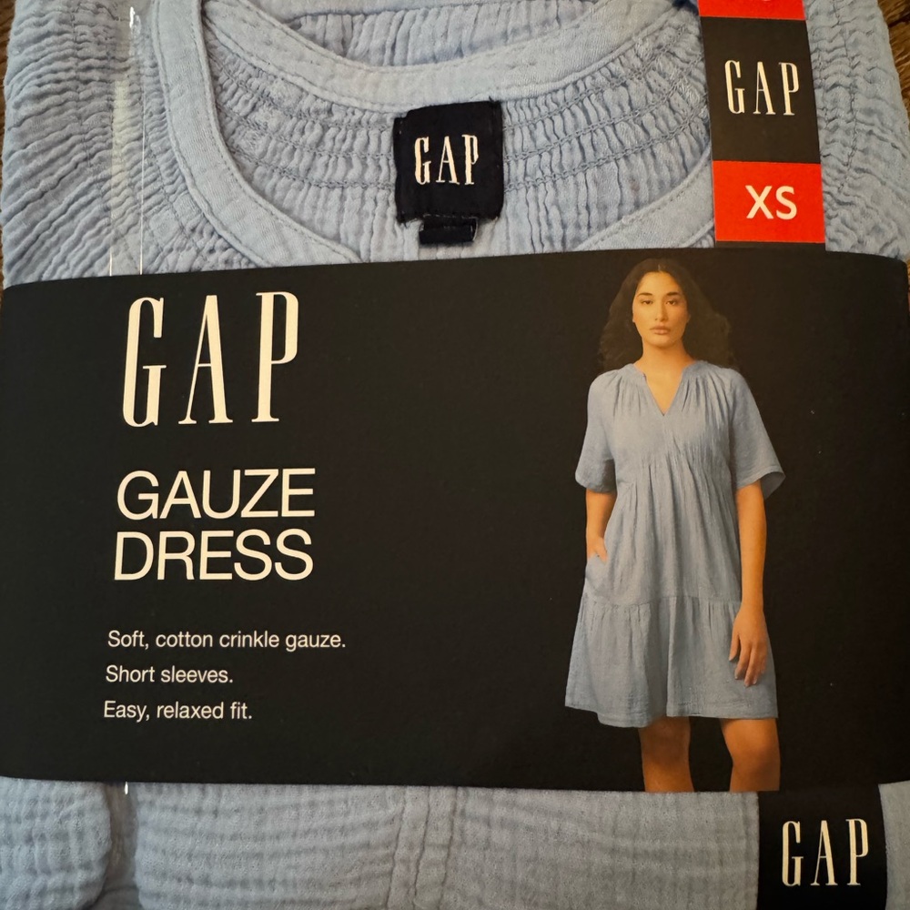 GAP Light Blue Gauze Short Sleeve Dress